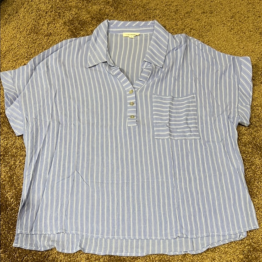 Eesome Blue and White Striped Button-Down Shirt